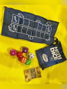 Think! Math Dice Jr. Game Set with Navy Play Mat and Multicolor Dice